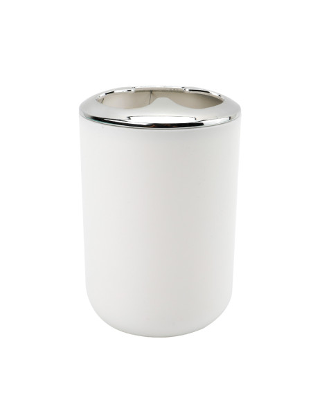 Porta cepillo dientes plástico plateado blanco