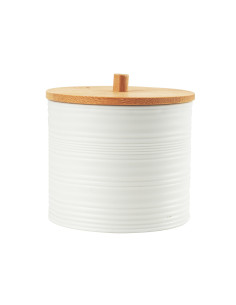 Porta cotonitos plástico estriado blanco bambú