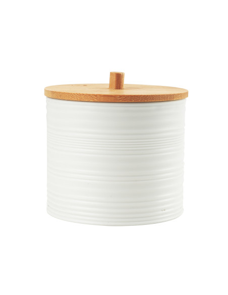 Porta cotonitos plástico estriado blanco bambú