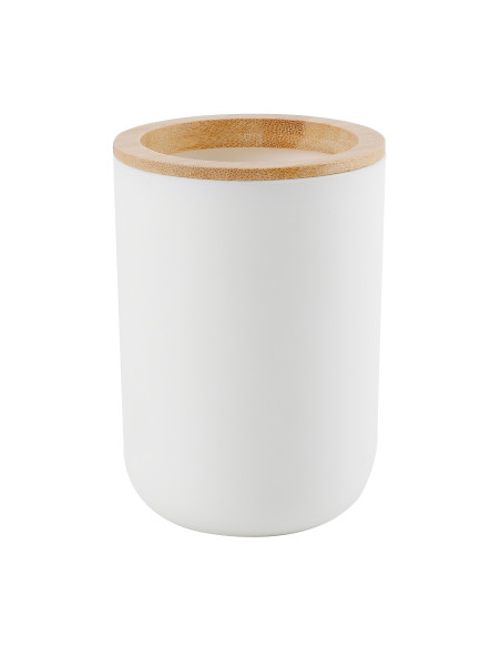 Porta cepillo dientes plástico blanco bambú