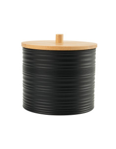 Porta cotonitos plástico estriado negro bambú