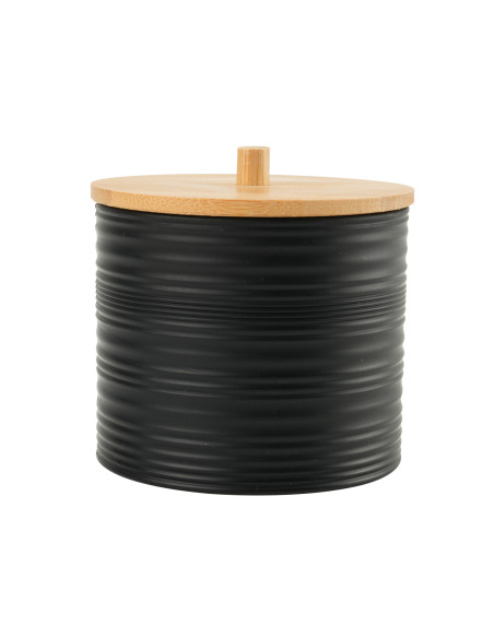 Porta cotonitos plástico estriado negro bambú