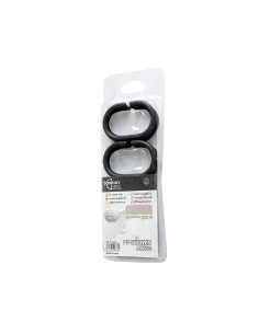 Ganchos cortina baño plásticos negro - Set de 12