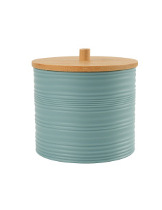 Porta cotonitos plástico estriado celeste bambú