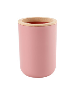 Porta cepillo dientes plástico rosado bambú