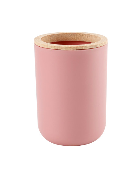 Porta cepillo dientes plástico rosado bambú