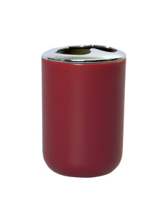 Porta cepillo dientes plástico plateado burdeo