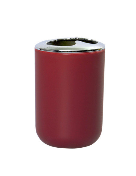 Porta cepillo dientes plástico plateado burdeo