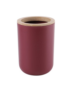 Porta cepillo dientes plástico burdeo bambú