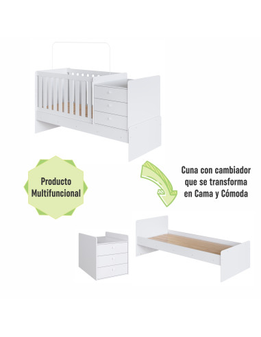 Cama Cuna Multifuncional Blanco - Elegante y Funcional