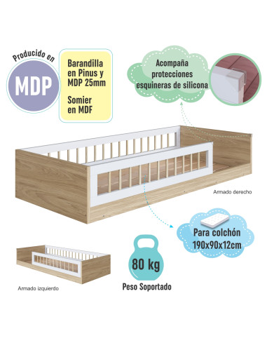 Cama Montessori Affeto 190x90cm - Estimula Independencia