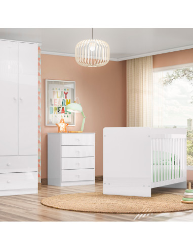 Cómoda Laberinto Blanco 4 Cajones - Mueble Infantil Moderno