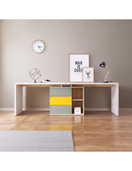 Escritorio doble Levis 238x55x77 blanco