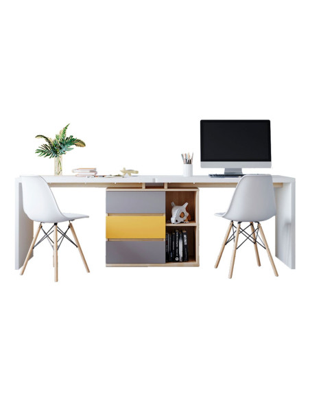 Escritorio doble Levis 238x55x77 blanco