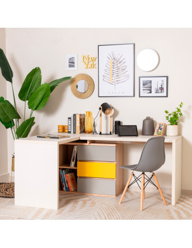 Escritorio Doble Levis 238x55x77 Blanco - Linsy | DKo Home