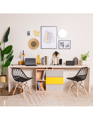 Escritorio Doble Levis 238x55x77 Blanco - Linsy | DKo Home