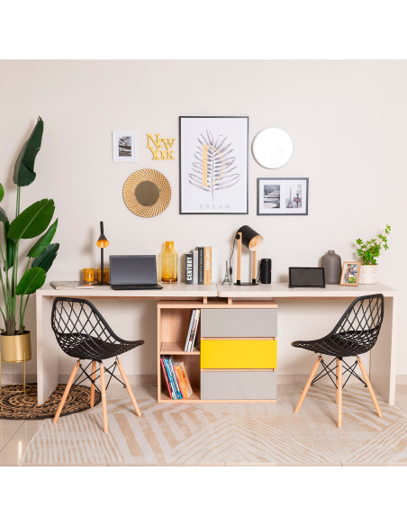 Escritorio doble Levis 238x55x77 blanco