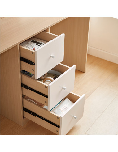 Escritorio Doble Raffles Blanco/Madera 160x60x190 - Muebles Home Office