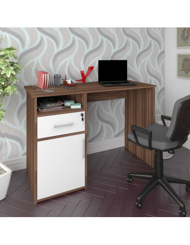 Escritorio Hall 110x48x75 café blanco - Mueble Multiuso