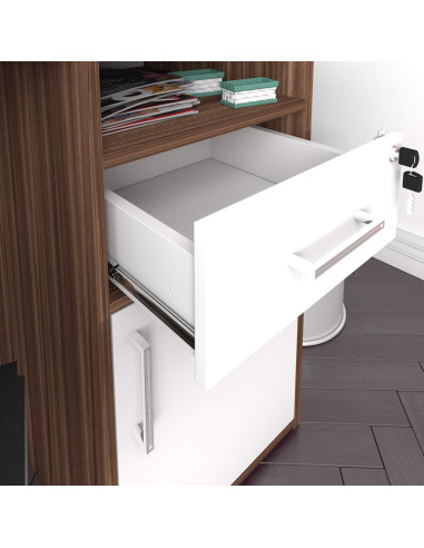 Escritorio Hall 110x48x75 café blanco - Mueble Multiuso