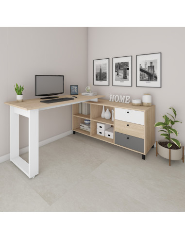 Escritorio Next 160x136x75 cm - Estilo Industrial Moderno