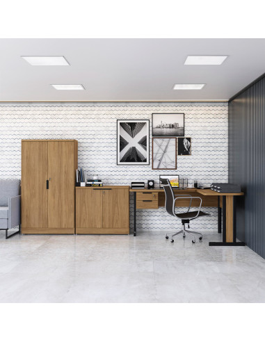 Escritorio Teca Italia en L 170x150x75 café - Estilo Industrial