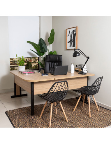 Escritorio Teca Italia en L 170x150x75 café - Estilo Industrial