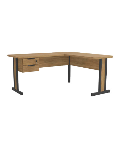 Escritorio Teca Italia en L 170x150x75 café