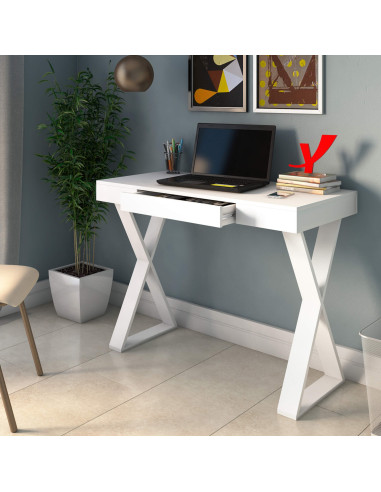 Escritorio Veneza II 91x50x78 Blanco - Mueble Moderno de Oficina