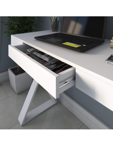 Escritorio Veneza II 91x50x78 Blanco - Mueble Moderno de Oficina