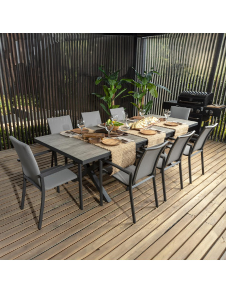 Mesa terraza extensible Ravello vidrio templado gris 200/260cm