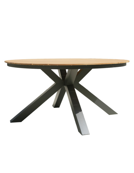 Mesa Terraza Asturias teca aluminio gris 150cm