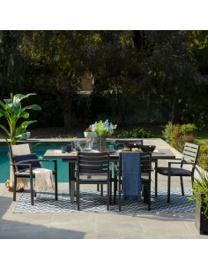 Mesa terraza extensible Ravello vidrio templado gris 152/200cm