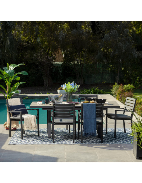 Mesa terraza extensible Ravello vidrio templado gris 152/200cm