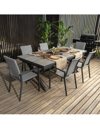 Mesa terraza extensible Ravello vidrio templado gris 200/260cm