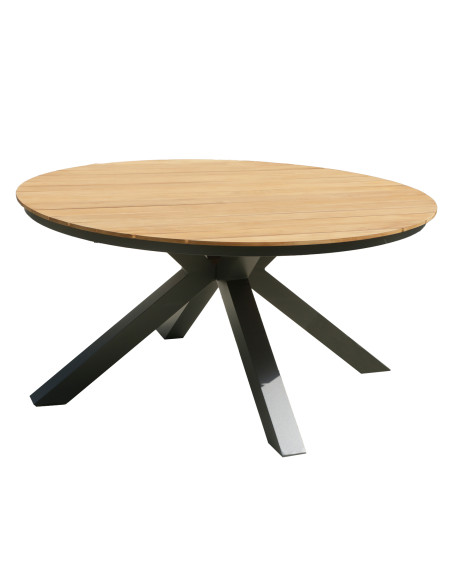 Mesa Terraza Asturias teca aluminio gris 150cm