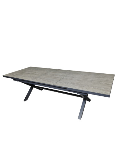 Mesa terraza extensible Ravello vidrio templado gris 152/200cm