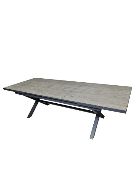 Mesa terraza extensible Ravello vidrio templado gris 152/200cm