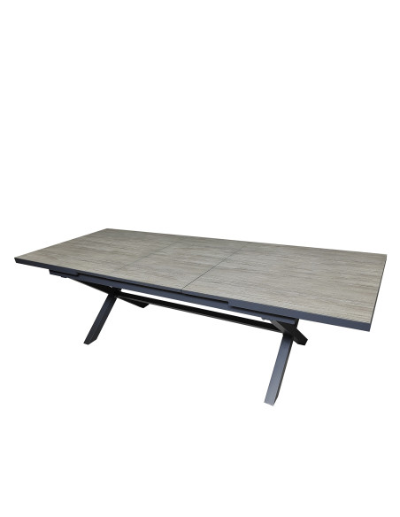 Mesa terraza extensible Ravello vidrio templado gris 200/260cm