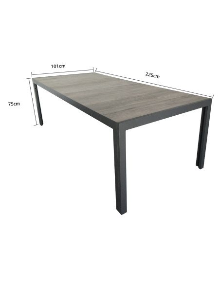 Mesa terraza Lazio cerámica gris 225cm