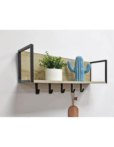Repisa Perchero Ben - Estante Decorativo con Ganchos