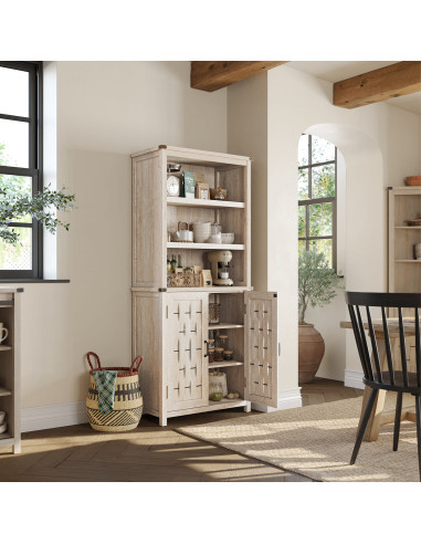 Librero Vinh Gris Rústico con Detalles Metálicos - Muebles Living