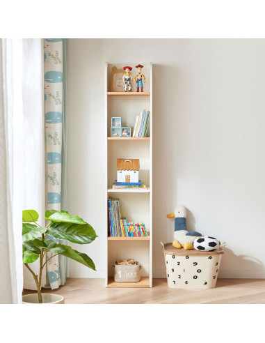 Librero Infantil Abasi Blanco Madera 5 Repisas - Muebles Living