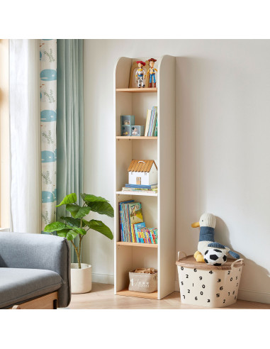Librero Infantil Abasi Blanco Madera 5 Repisas - Muebles Living