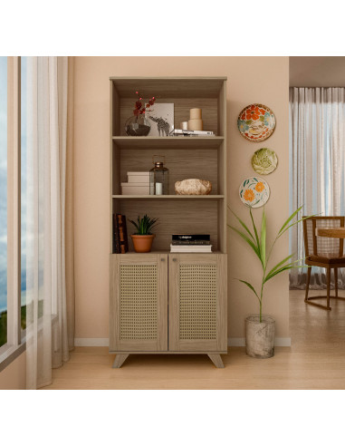 Estante Trama Living 70x35x172.5cm Ratán Armado - Muebles