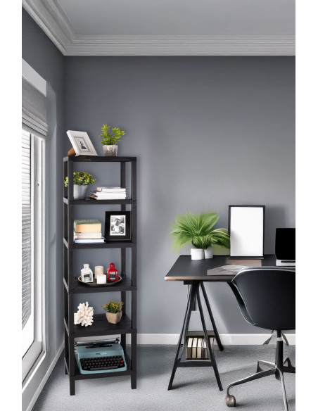 Estante plástico negro 6 niveles 39x23x145,5cm