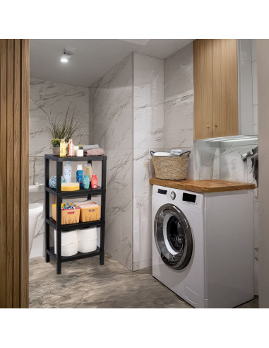 Estante plástico negro 4 niveles 39x23x92,3cm