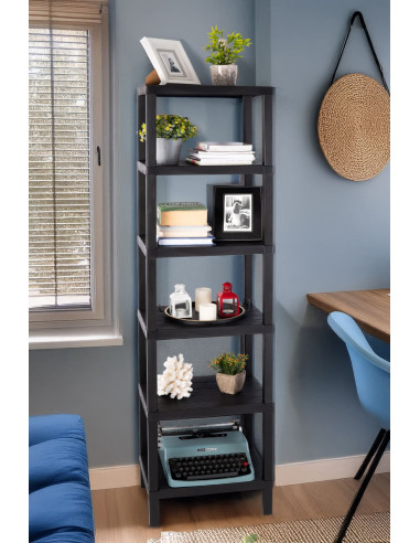 Estante plástico negro 6 niveles 39x23x145,5cm