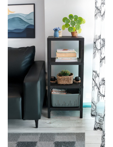 Estante plástico negro 4 niveles 39x23x92,3cm