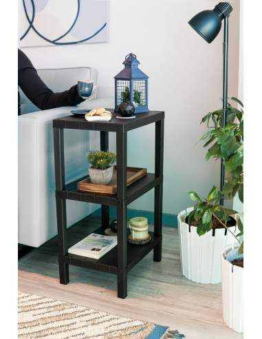 Estante plástico negro 3 niveles 39x23x65,7cm